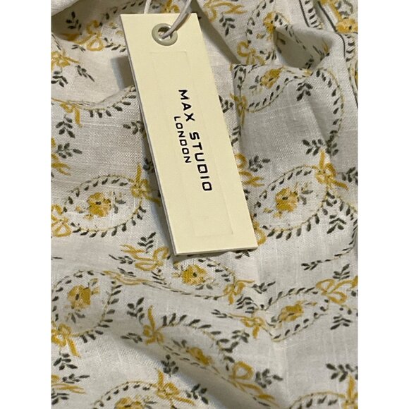 Max Studio London 1X Floral Yellow & White Boho Blouse With Puff Sleeves New - Picture 12 of 12